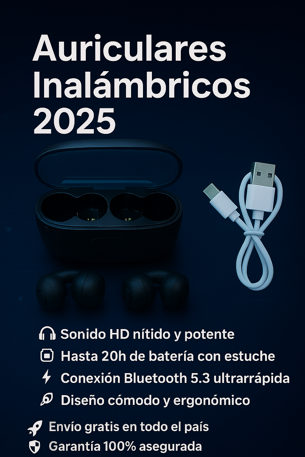 Auriculares Bluetooth 5.3 con Estuche – Sonido Premium