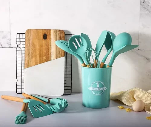 Set De 12 Utensilios  De Cocina Silicona