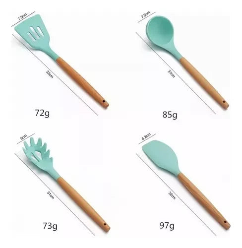 Set De 12 Utensilios  De Cocina Silicona