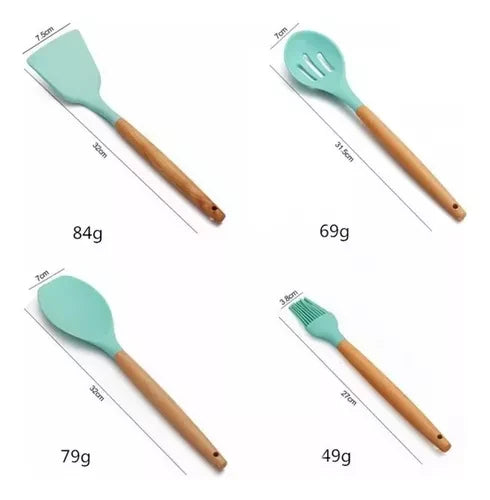 Set De 12 Utensilios  De Cocina Silicona